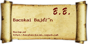 Bacskai Baján névjegykártya